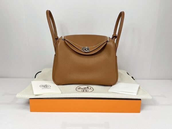 Hermès Gold Clemence Lindy 26 with Palladium Hardware.