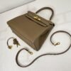 Hermès Etoupe Togo Leather Kelly 28 with Gold Hardware.