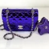 Chanel 24C Hollywood Blvd Dark Purple Mirrored Calfskin Mini Flap Bag