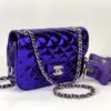 Chanel 24C Hollywood Blvd Dark Purple Mirrored Calfskin Mini Flap Bag