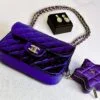 Chanel 24C Hollywood Blvd Dark Purple Mirrored Calfskin Mini Flap Bag