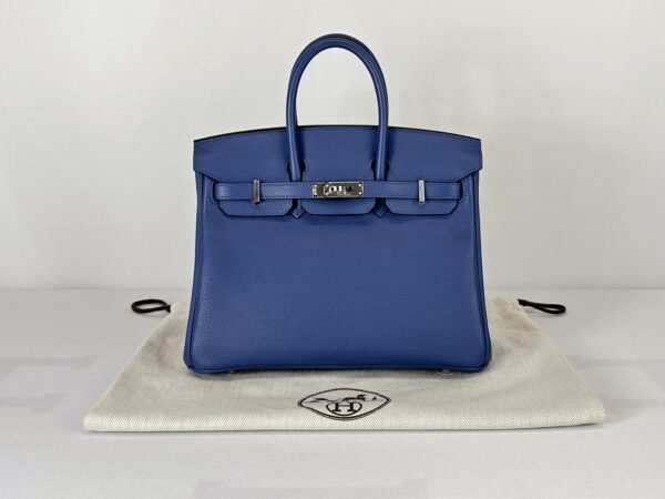 Hermès Bleu Brighton Birkin 25 of Taurillon Novillo Leather with Palladium Hardware