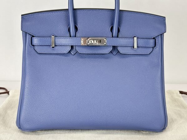 Hermès Bleu Brighton Birkin 25 of Taurillon Novillo Leather with Palladium Hardware