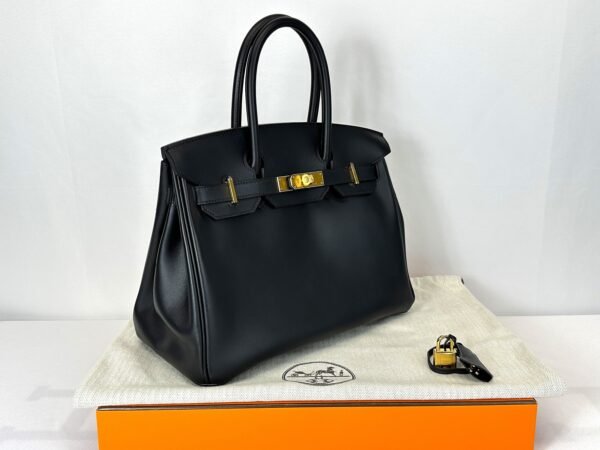 Hermès Birkin 30 Black Jonathan Leather with Gold Hardware.