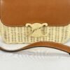 CELINE Teen Triomphe Bag in Wicker and Natural Calfskin.