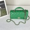 Chanel 24A Green Lambskin Top Handle Mini with Champagne Gold Hardware.