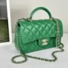 Chanel 24A Green Lambskin Top Handle Mini with Champagne Gold Hardware.