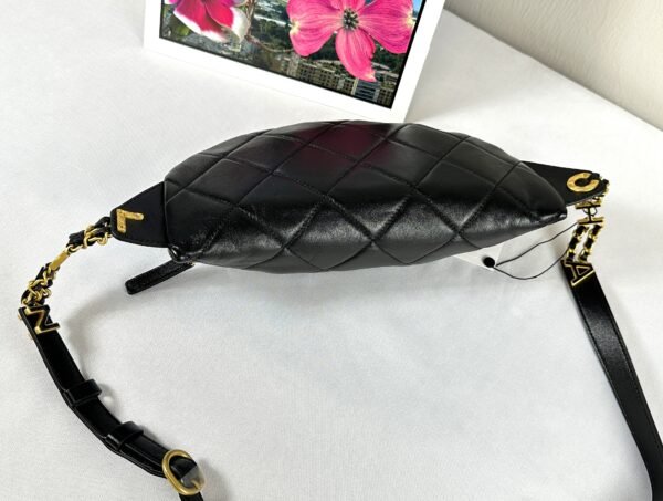Chanel 24S Black Lambskin Chanel Chain Waist Bag