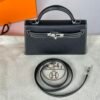 2024 Hermès Black Chèvre with Gris Perle Special Order Mini Kelly II