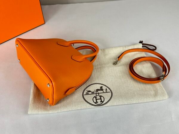 Hermès Orange Chevre Mini Bolide with Palladium Hardware.