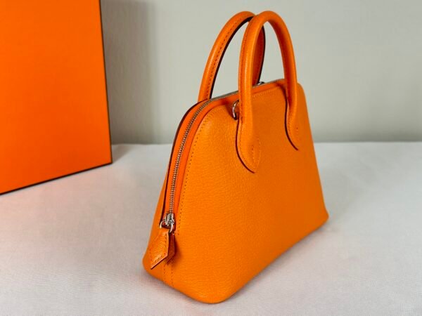 Hermès Orange Chevre Mini Bolide with Palladium Hardware.