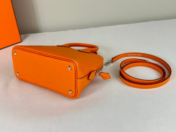 Hermès Orange Chevre Mini Bolide with Palladium Hardware.