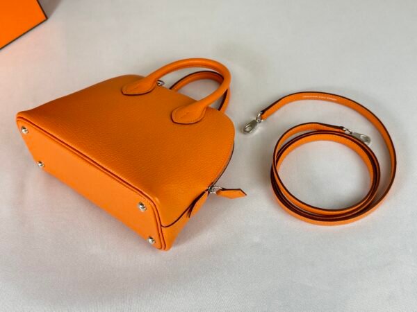 Hermès Orange Chevre Mini Bolide with Palladium Hardware.