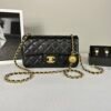Chanel 24K Black Lambskin Pearl Crush Rectangular Mini Classic Flap