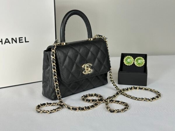 Chanel 24K Black Caviar Nano Coco Handle