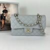 chanel 23B Grey Caviar Small Classic Flap with Champagne Gold Hardware.