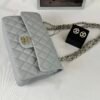 chanel 23B Grey Caviar Small Classic Flap with Champagne Gold Hardware.