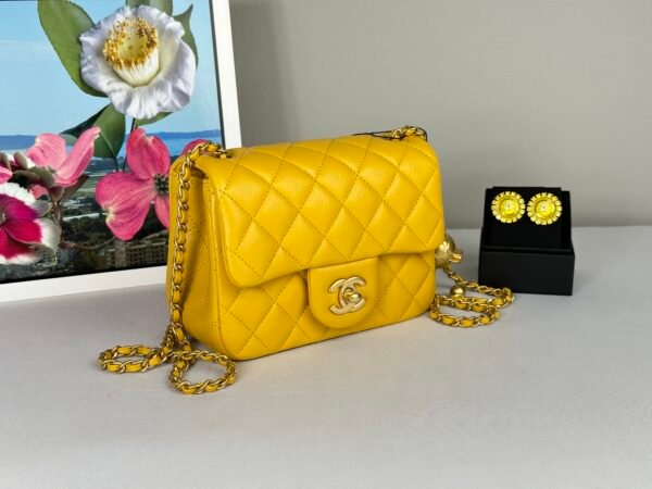 Chanel 24K Yellow Lambskin Pearl Crush Square Mini with Matte Gold Hardware