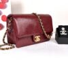 Chanel 24K Burgundy Caviar Flap Bag with Matte Gold Hardware