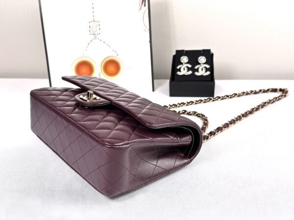 Chanel 24B Burgundy Lambskin Medium Classic Flap with Rose Gold Hardware