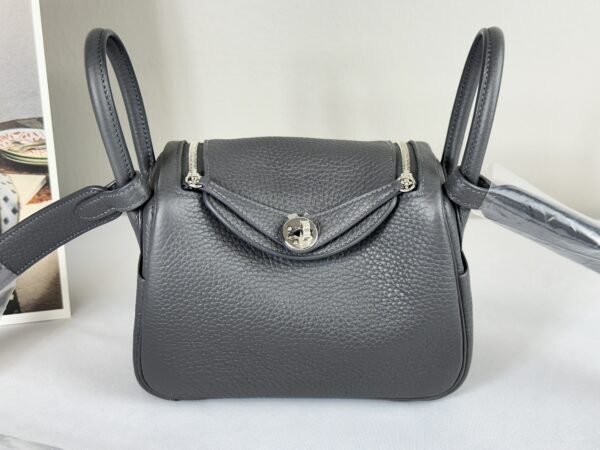 Hermès Ardoise TC Leather Mini Lindy II with Palladium Hardware