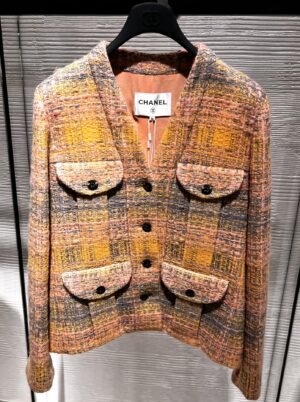 Chanel 24K #36 Jacket Cotton & Wool Tweed Orange