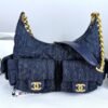 Chanel 25C Dark Blue Denim Trendy Pockets Small Hobo Bag