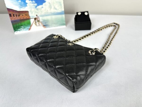 Chanel 25C Black Caviar Clutch on Chain with Light Gold Hardware