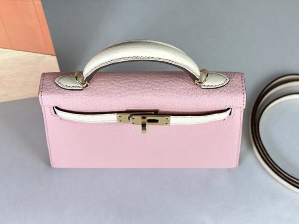 Hermès Rose Sakura and Craie Chèvre Special Order Mini Kelly II