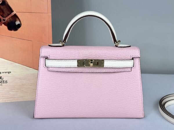 Hermès Rose Sakura and Craie Chèvre Special Order Mini Kelly II