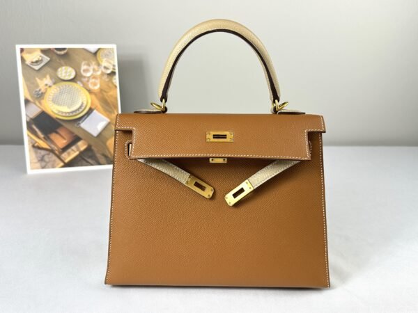 Hermès Gold and Trench Epsom Kelly 25 with Gold Hardware