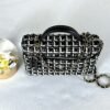 Chanel 25C Black and White Tweed Top Handle Vanity Case with Chain