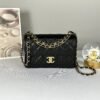 Chanel 25P Black Caviar Flap Bag with Matte Gold Hardware