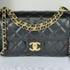 Chanel 25P Black Caviar Flap Bag with Matte Gold Hardware