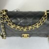 Chanel 25P Black Caviar Flap Bag with Matte Gold Hardware