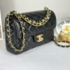 Chanel 25P Black Caviar Flap Bag with Matte Gold Hardware