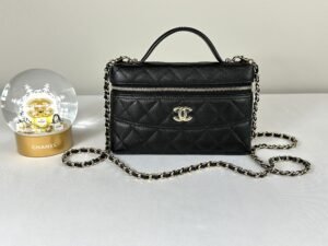 IMG_3923 Chanel 25C Black Caviar Top Handle Long Vanity with Removable Chain