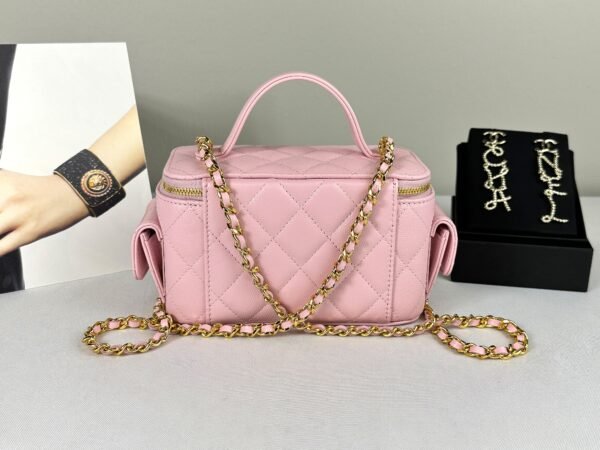 Chanel 25P Pink Caviar Top Handle Vanity with Chain