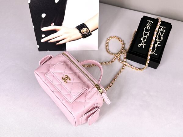 Chanel 25P Pink Caviar Top Handle Vanity with Chain
