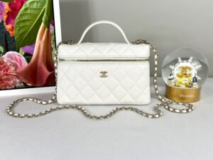 IMG_4197 Chanel 25C White Caviar Vanity Case with Chain
