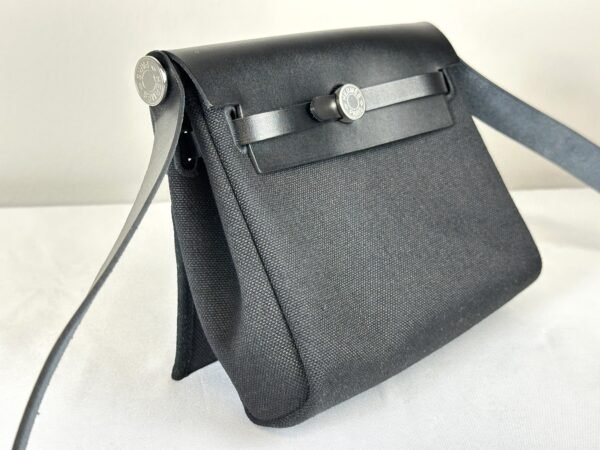 Hermès Black Mini Herbag with Palladium Hardware