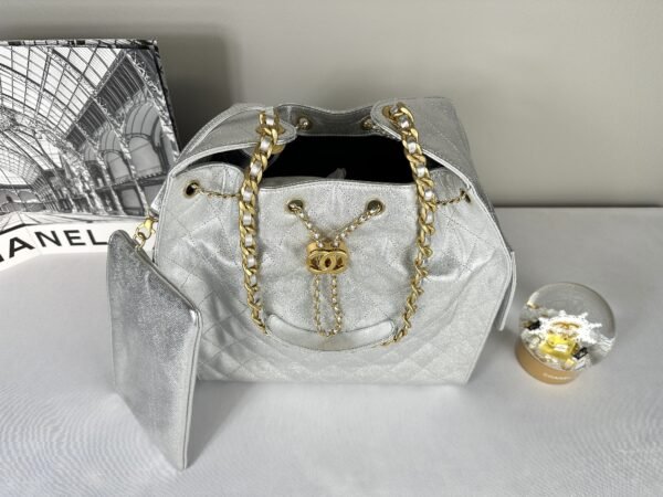 Chanel 25S Silver Caviar Medium 25 Bag