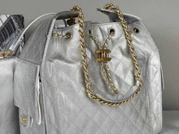Chanel 25S Silver Caviar Medium 25 Bag