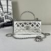 Chanel 25S Silver Calfskin Kelly Clutch with Chain