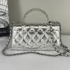 Chanel 25S Silver Calfskin Kelly Clutch with Chain