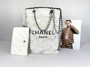 IMG_7210 Chanel Super Rare Panda Sequins Tote Bag (15"x 11.5"x 2")