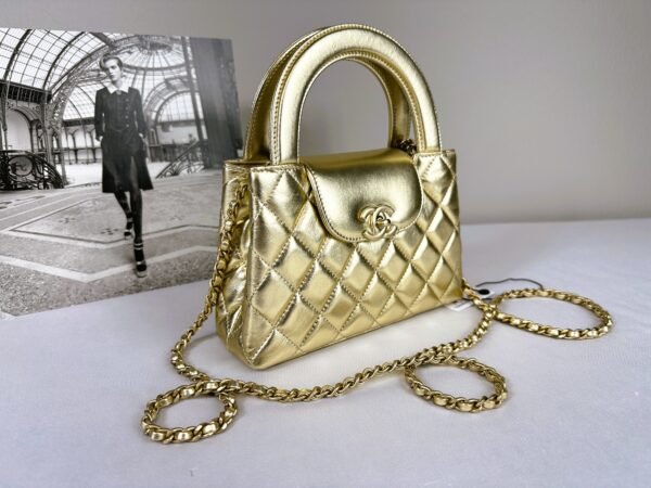 Chanel 25A Gold Calfskin Nano Kelly