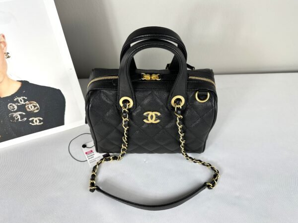 Chanel 25A Black Caviar Small CC Travel Bag