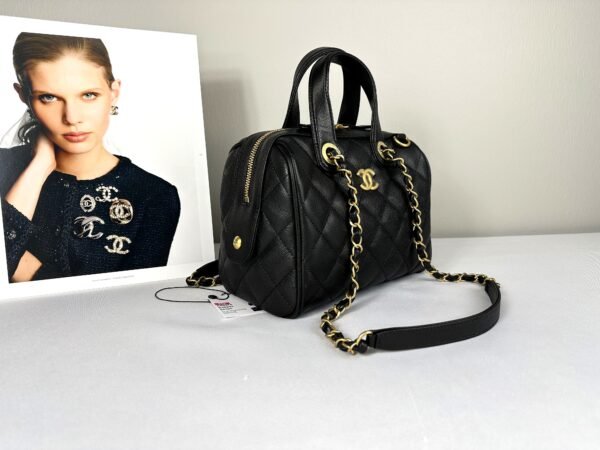 Chanel 25A Black Caviar Small CC Travel Bag