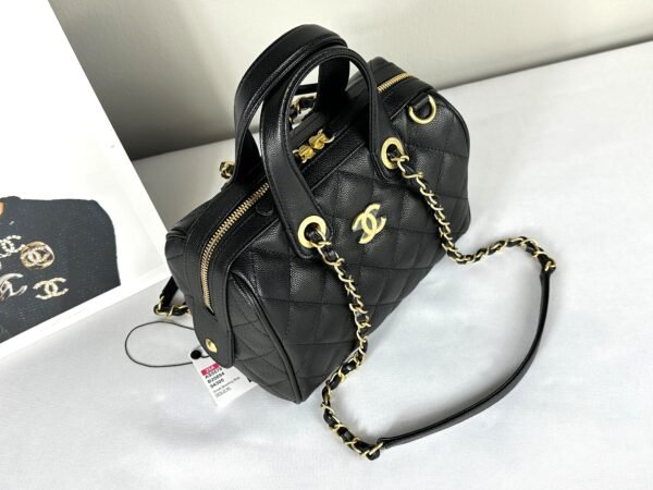 Chanel 25A Black Caviar Small CC Travel Bag
